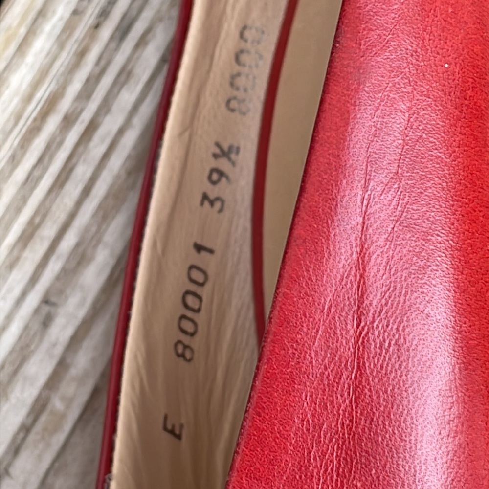 ❤️ 👀 Giuseppe Zanotti Red Leather Peep Toe Wooden Heels Size EU 39.5 - Picture 13 of 13